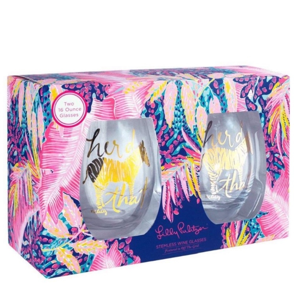 HP🎉NWT Lilly Pulitzer stemless wine glasses